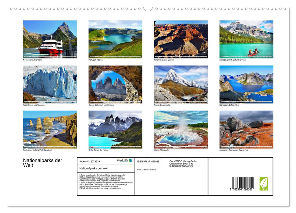 Nationalparks der Welt (CALVENDO Premium Wandkalender 2026)