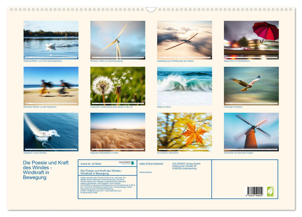 Die Poesie und Kraft des Windes - Windkraft in Bewegung (CALVENDO Wandkalender 2026)