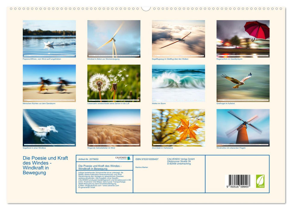 Die Poesie und Kraft des Windes - Windkraft in Bewegung (CALVENDO Premium Wandkalender 2026)