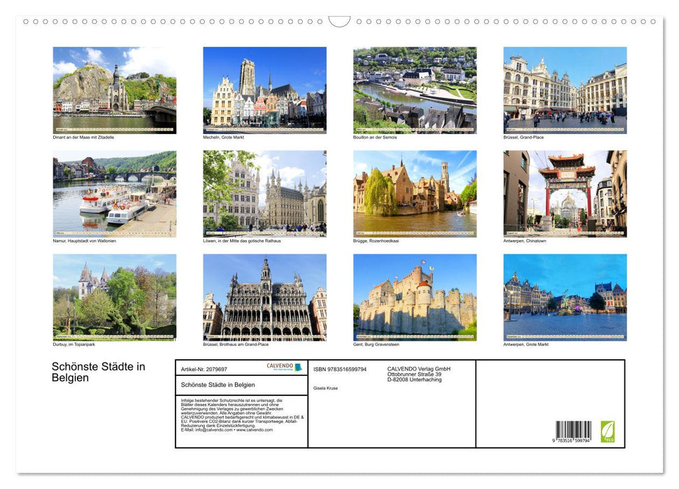 Schönste Städte in Belgien (CALVENDO Wandkalender 2026)