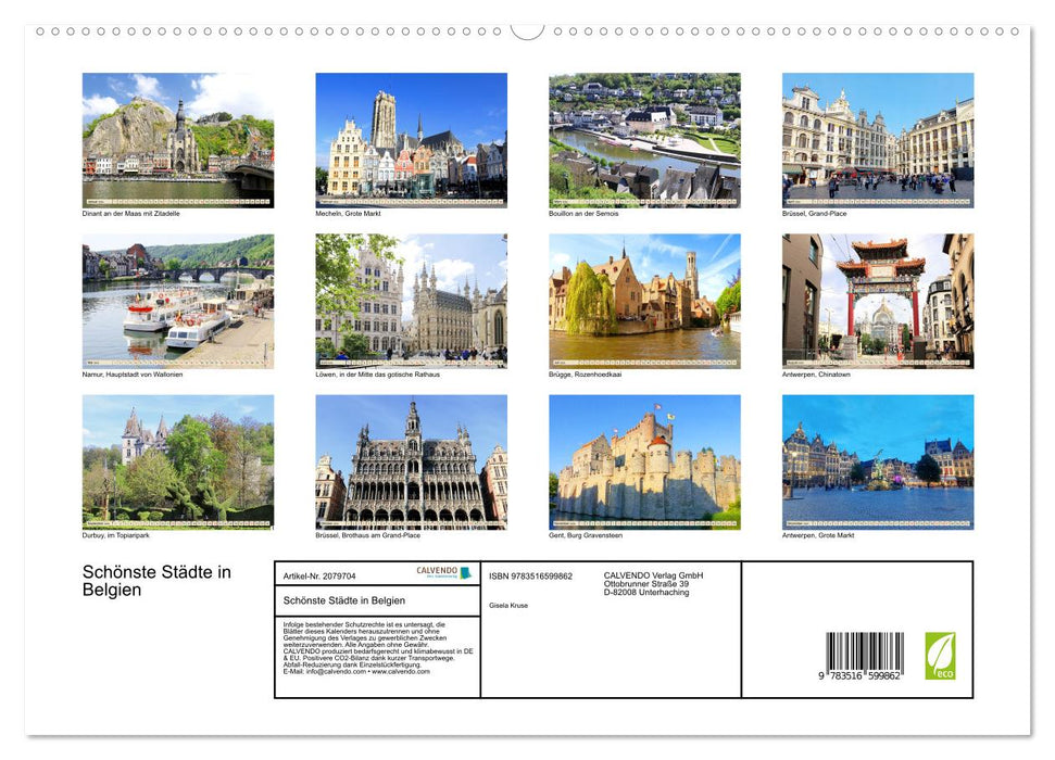 Schönste Städte in Belgien (CALVENDO Premium Wandkalender 2026)