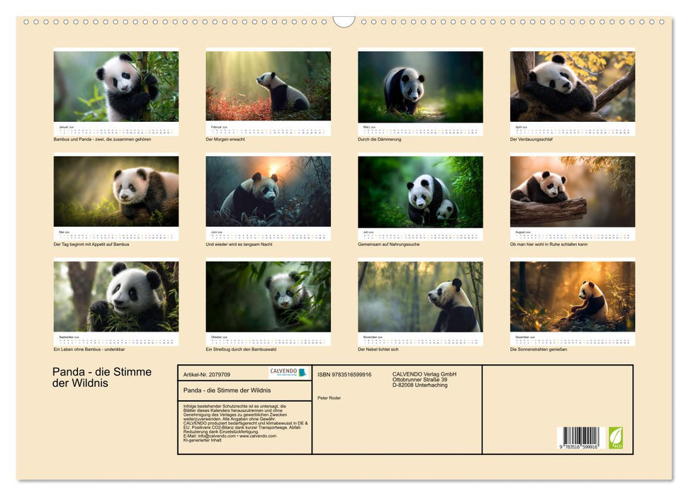 Panda - die Stimme der Wildnis (CALVENDO Wandkalender 2026)
