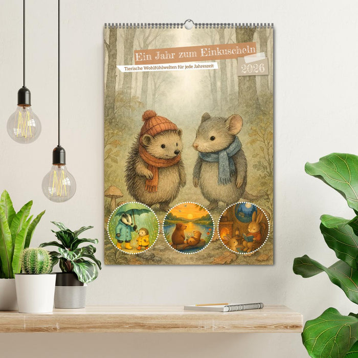 Ein Jahr zum Einkuscheln - Tierische Wohlfühlwelten für jede Jahreszeit (CALVENDO Wandkalender 2026)