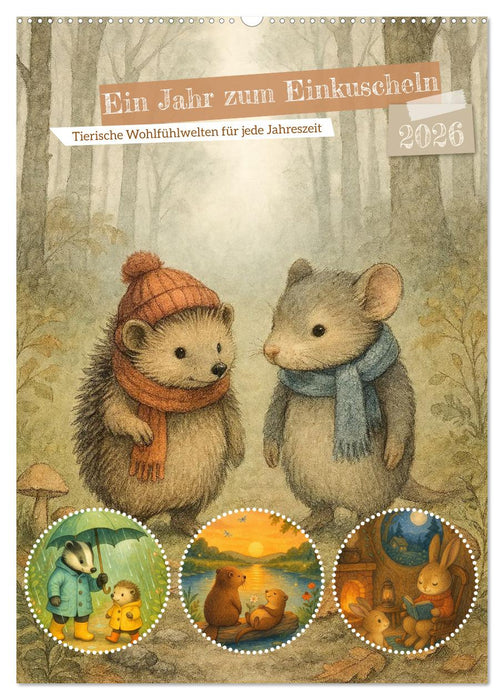 Ein Jahr zum Einkuscheln - Tierische Wohlfühlwelten für jede Jahreszeit (CALVENDO Wandkalender 2026)