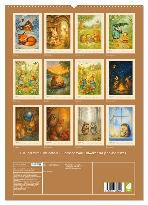 Ein Jahr zum Einkuscheln - Tierische Wohlfühlwelten für jede Jahreszeit (CALVENDO Premium Wandkalender 2026)