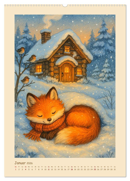 Ein Jahr zum Einkuscheln - Tierische Wohlfühlwelten für jede Jahreszeit (CALVENDO Premium Wandkalender 2026)