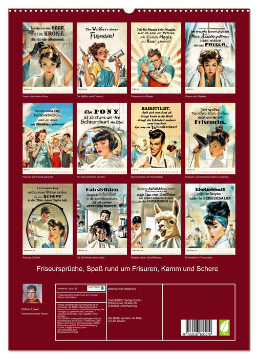 Friseursprüche, Spaß rund um Frisuren, Kamm und Schere (CALVENDO Premium Wandkalender 2026)