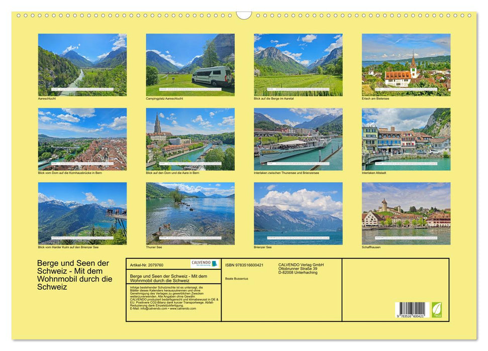 Berge und Seen der Schweiz - Mit dem Wohnmobil durch die Schweiz (CALVENDO Wandkalender 2026)