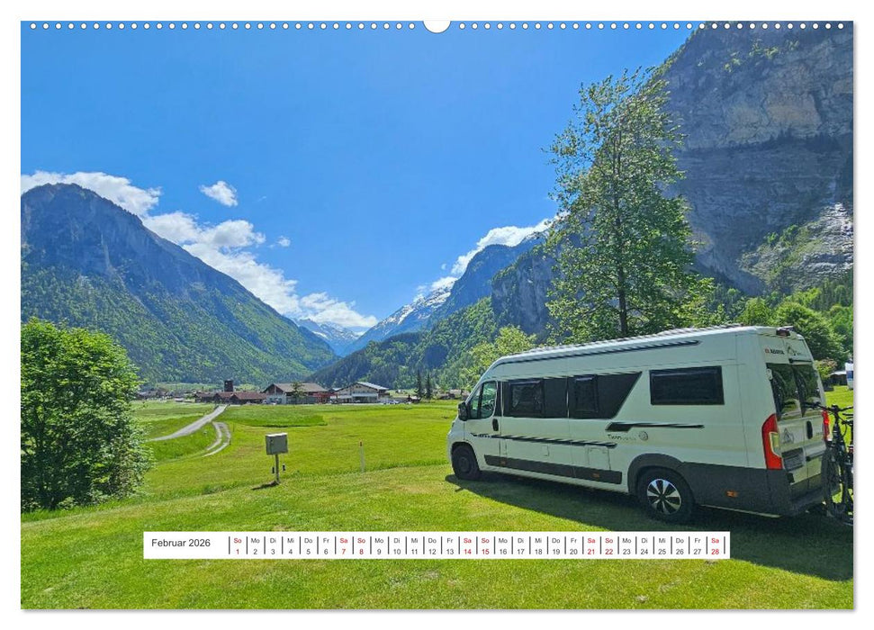 Berge und Seen der Schweiz - Mit dem Wohnmobil durch die Schweiz (CALVENDO Wandkalender 2026)