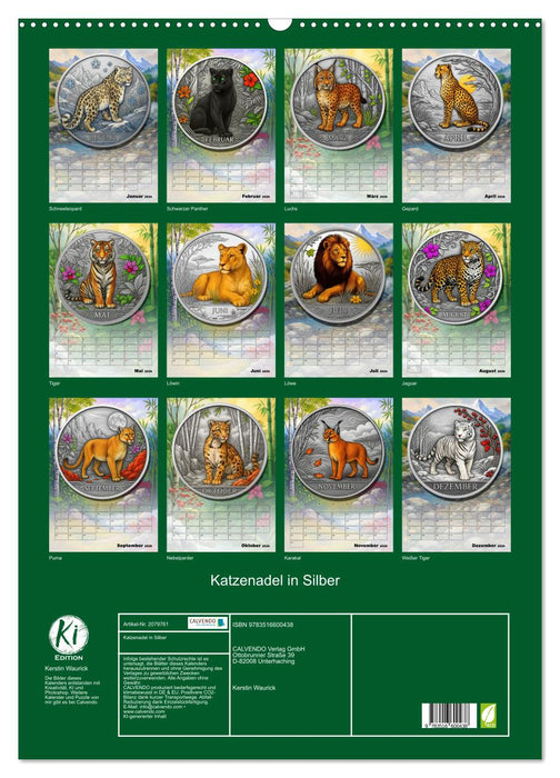 Katzenadel in Silber (CALVENDO Wandkalender 2026)