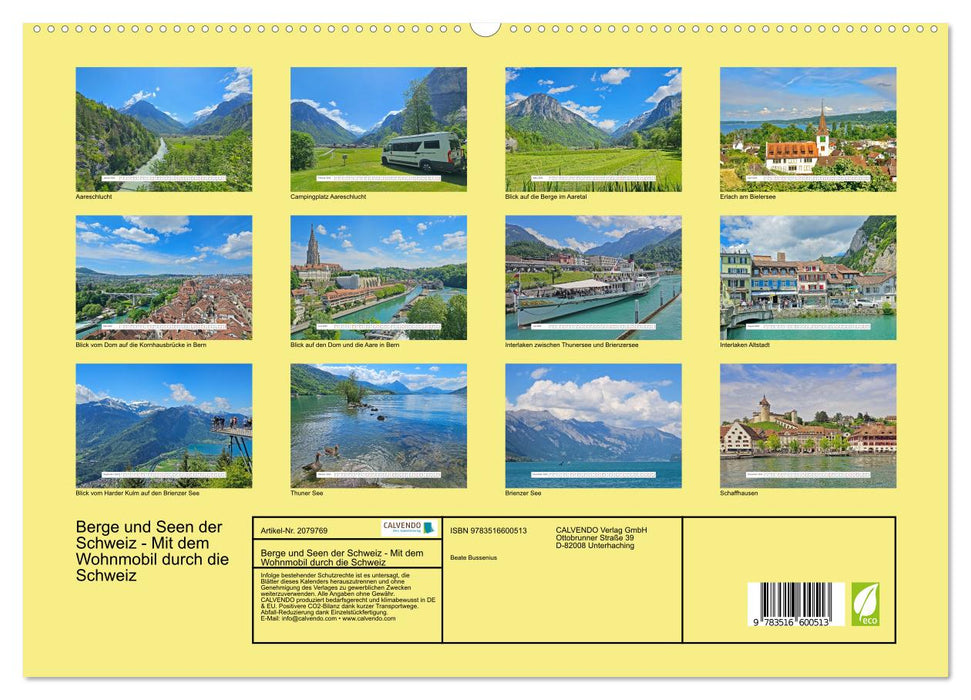 Berge und Seen der Schweiz - Mit dem Wohnmobil durch die Schweiz (CALVENDO Premium Wandkalender 2026)