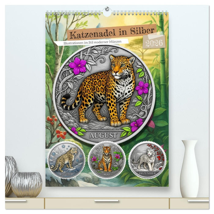 Katzenadel in Silber (CALVENDO Premium Wandkalender 2026)