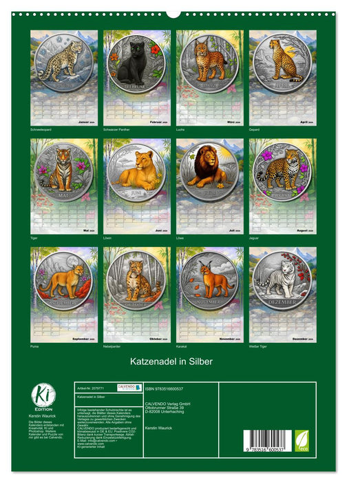 Katzenadel in Silber (CALVENDO Premium Wandkalender 2026)