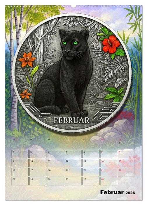 Katzenadel in Silber (CALVENDO Premium Wandkalender 2026)