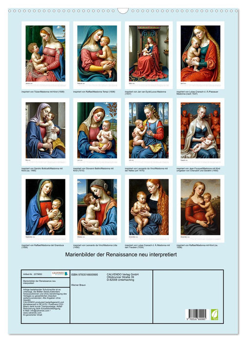 Marienbilder der Renaissance neu interpretiert (CALVENDO Wandkalender 2026)