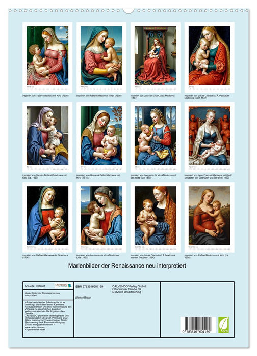 Marienbilder der Renaissance neu interpretiert (CALVENDO Premium Wandkalender 2026)
