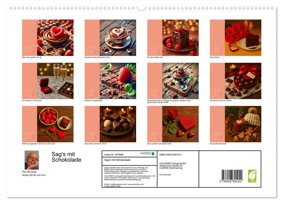 Sag's mit Schokolade (CALVENDO Premium Wandkalender 2026)