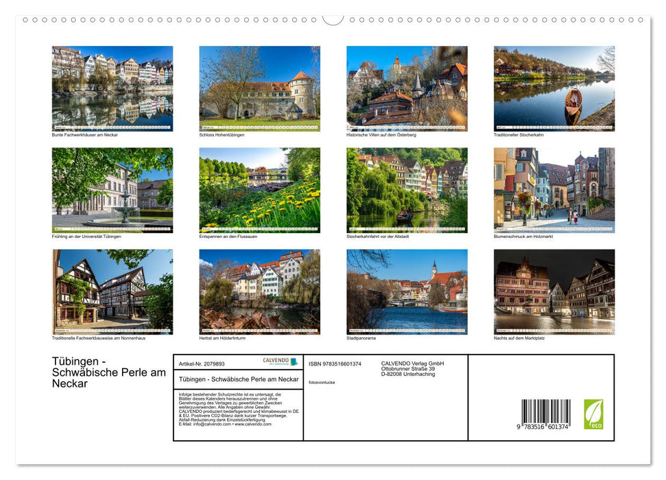 Tübingen - Schwäbische Perle am Neckar (CALVENDO Premium Wandkalender 2026)