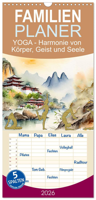 YOGA - Harmonie von Körper, Geist und Seele (CALVENDO Familienplaner 2026)