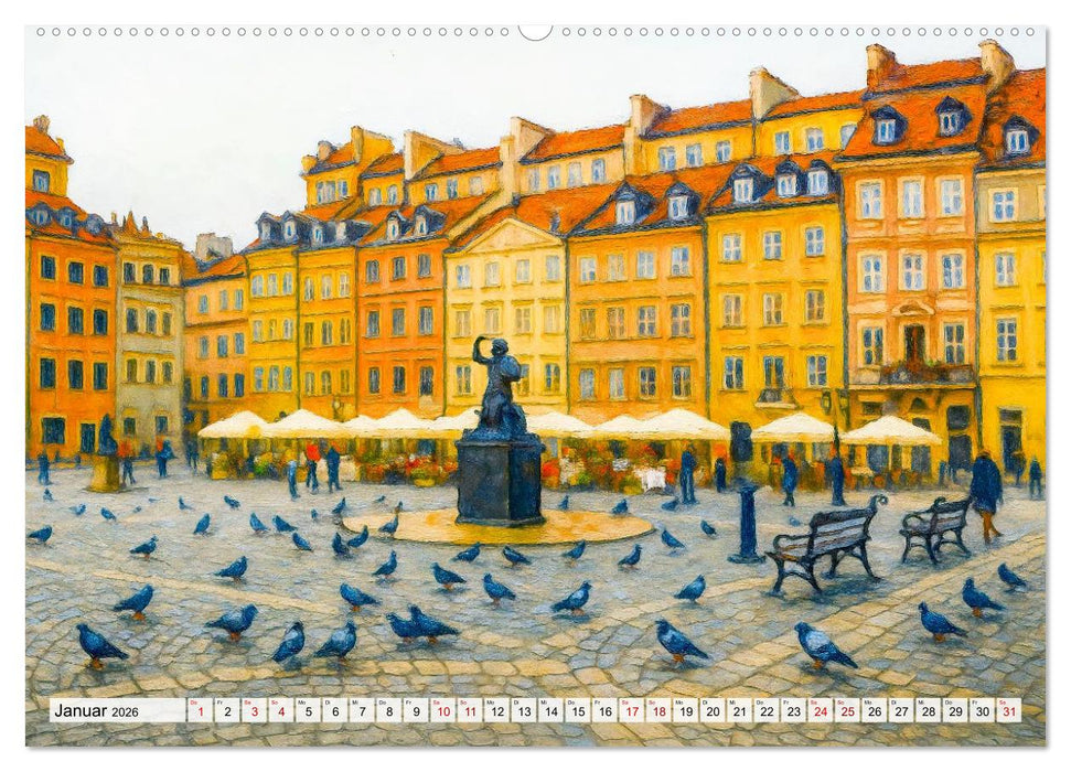 Warschau Impressionen - Historische Orte in leuchtenden Farben (CALVENDO Wandkalender 2026)