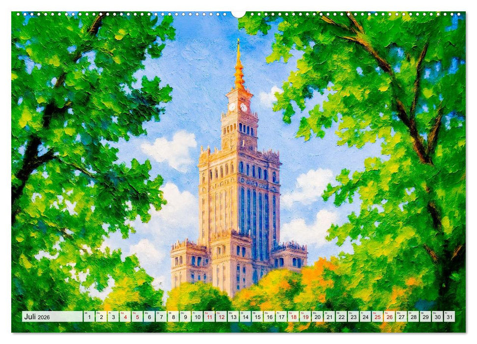 Warschau Impressionen - Historische Orte in leuchtenden Farben (CALVENDO Premium Wandkalender 2026)