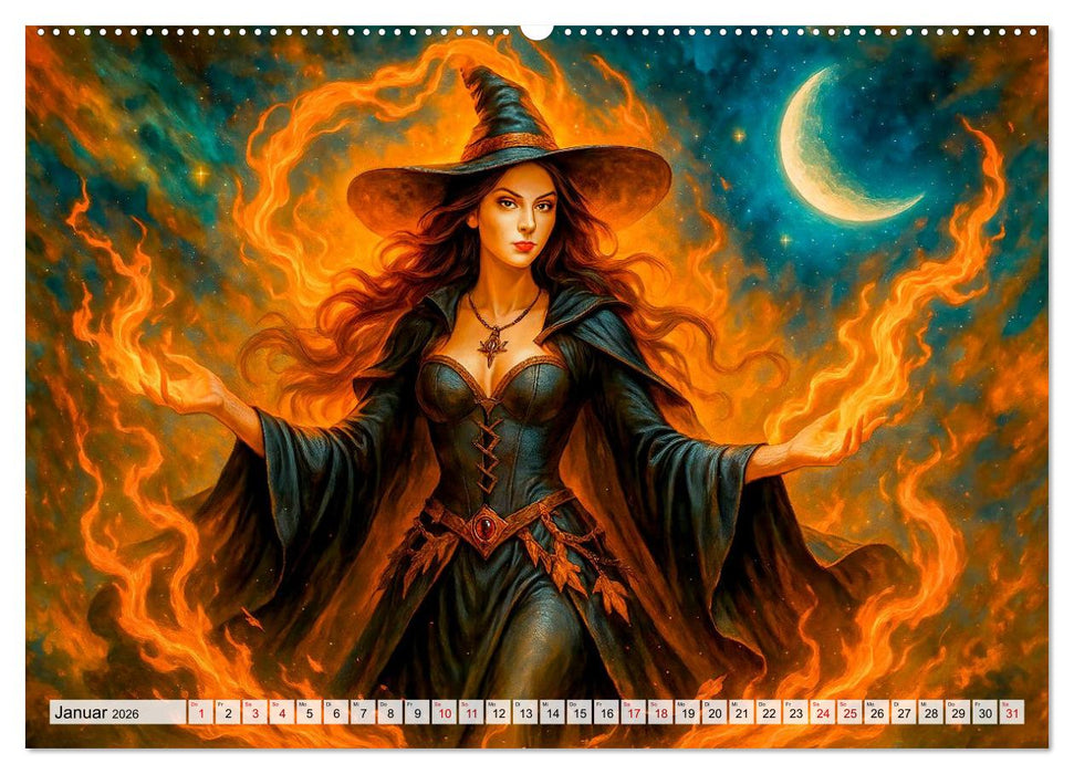 Mystische Hexen - Magische Frauen und finstere Nächte (CALVENDO Wandkalender 2026)