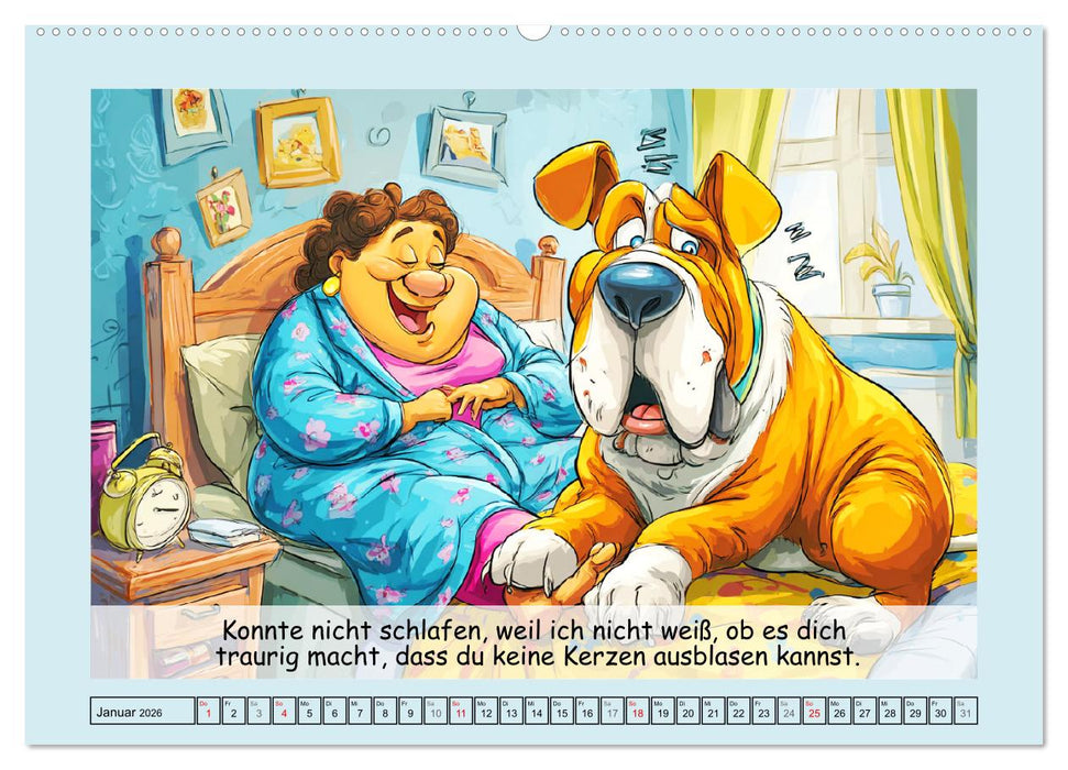 Frauchen und Hund. Witzige Cartoons vom täglichen Chaos (CALVENDO Wandkalender 2026)