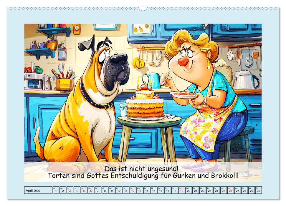 Frauchen und Hund. Witzige Cartoons vom täglichen Chaos (CALVENDO Wandkalender 2026)