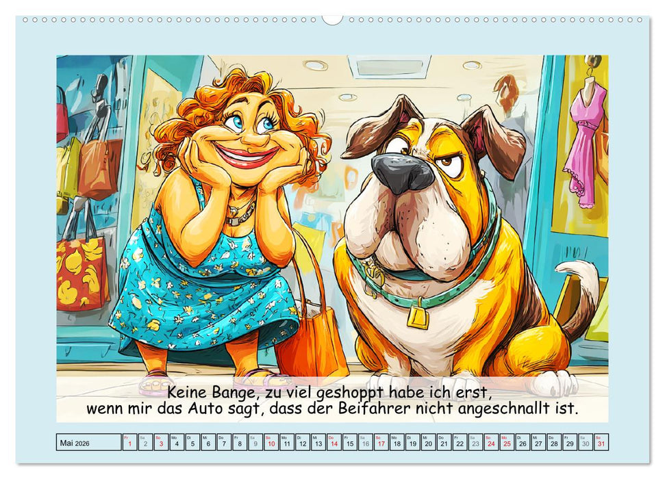 Frauchen und Hund. Witzige Cartoons vom täglichen Chaos (CALVENDO Wandkalender 2026)