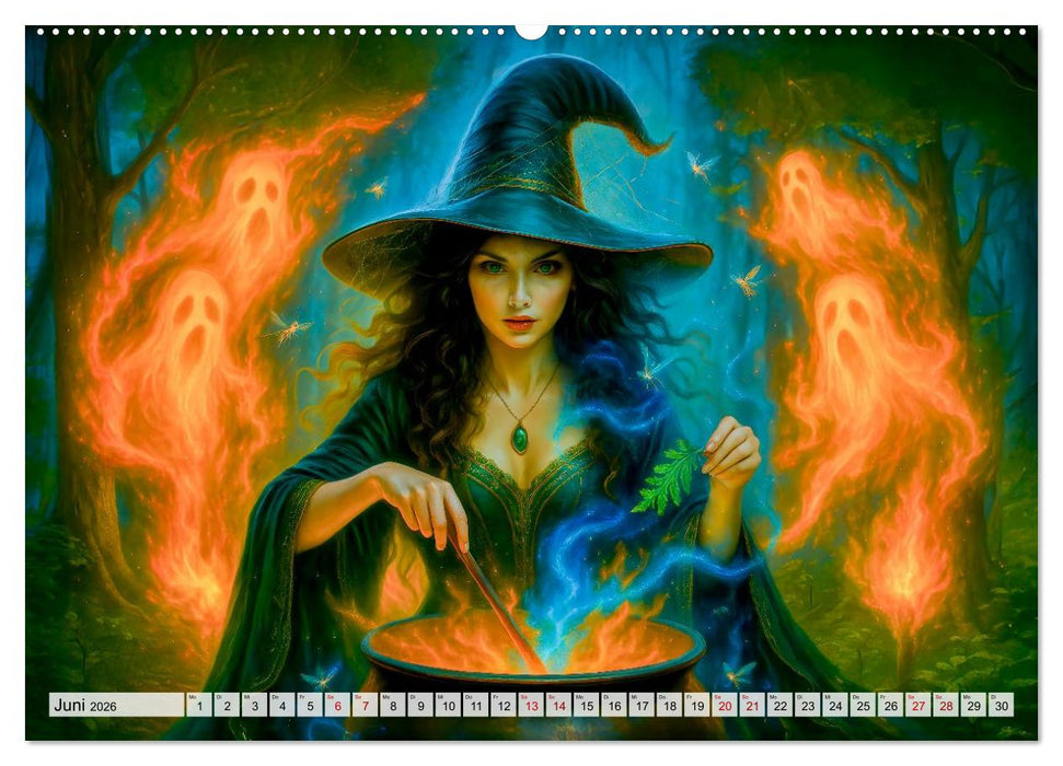 Mystische Hexen - Magische Frauen und finstere Nächte (CALVENDO Premium Wandkalender 2026)