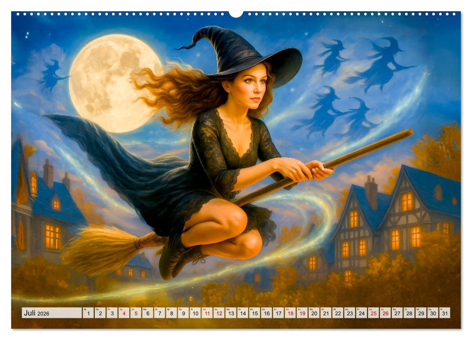 Mystische Hexen - Magische Frauen und finstere Nächte (CALVENDO Premium Wandkalender 2026)