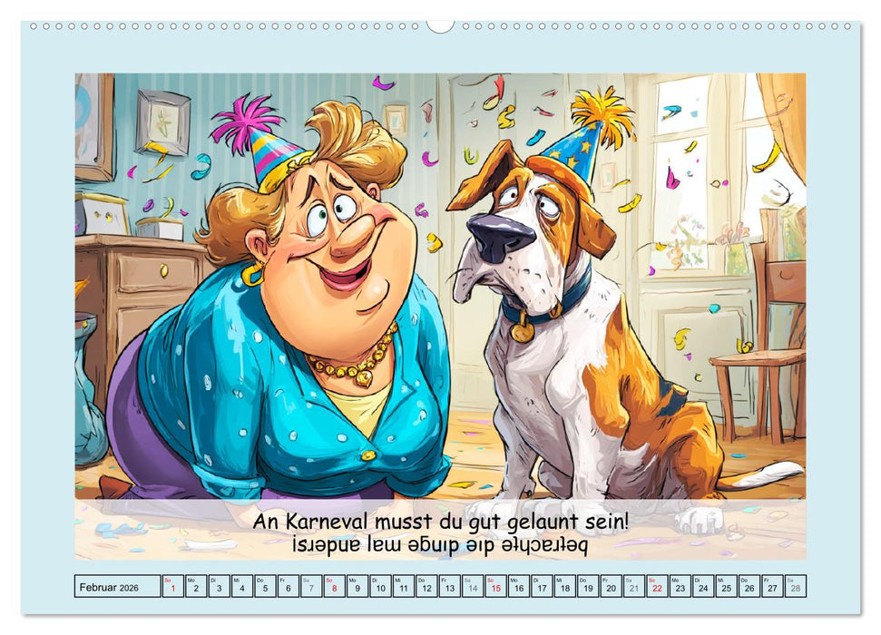 Frauchen und Hund. Witzige Cartoons vom täglichen Chaos (CALVENDO Premium Wandkalender 2026)