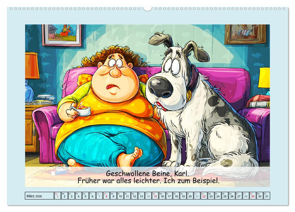 Frauchen und Hund. Witzige Cartoons vom täglichen Chaos (CALVENDO Premium Wandkalender 2026)