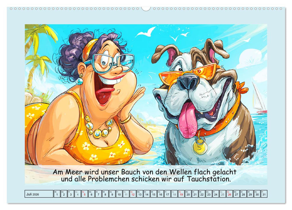 Frauchen und Hund. Witzige Cartoons vom täglichen Chaos (CALVENDO Premium Wandkalender 2026)