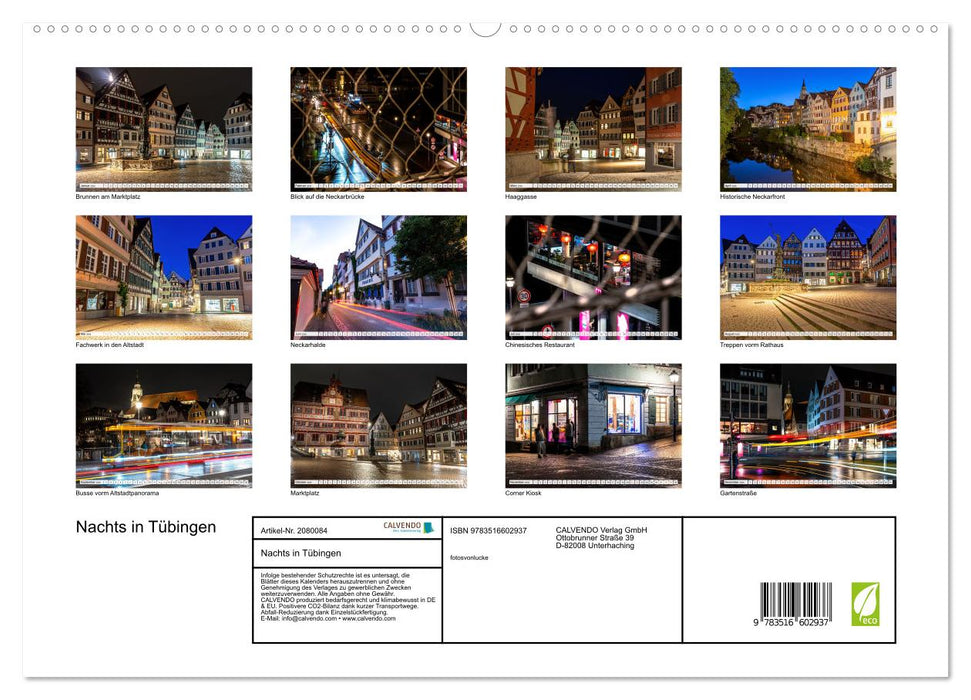 Nachts in Tübingen (CALVENDO Premium Wandkalender 2026)
