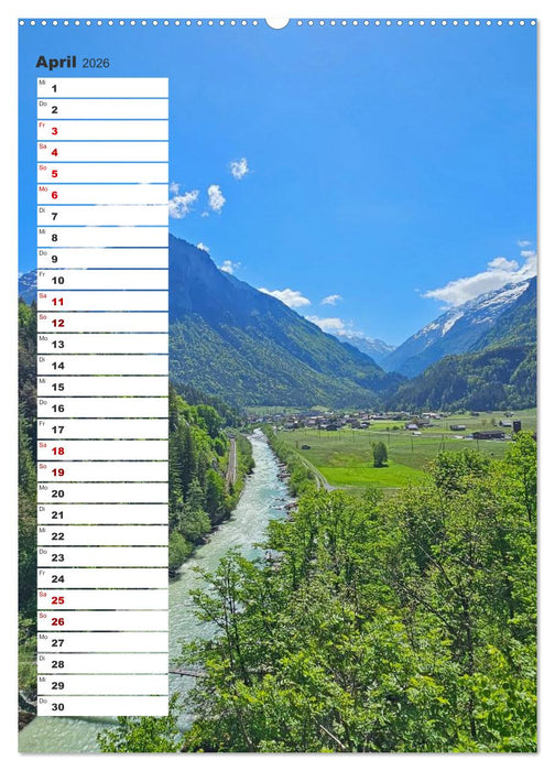 Schweizer Ansichten - Berge, Flüsse und Seen in der Schweiz (CALVENDO Premium Wandkalender 2026)