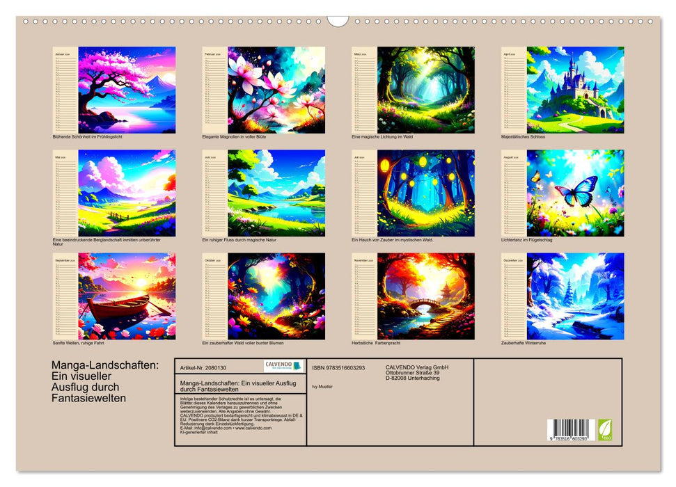 Manga-Landschaften: Ein visueller Ausflug durch Fantasiewelten (CALVENDO Wandkalender 2026)