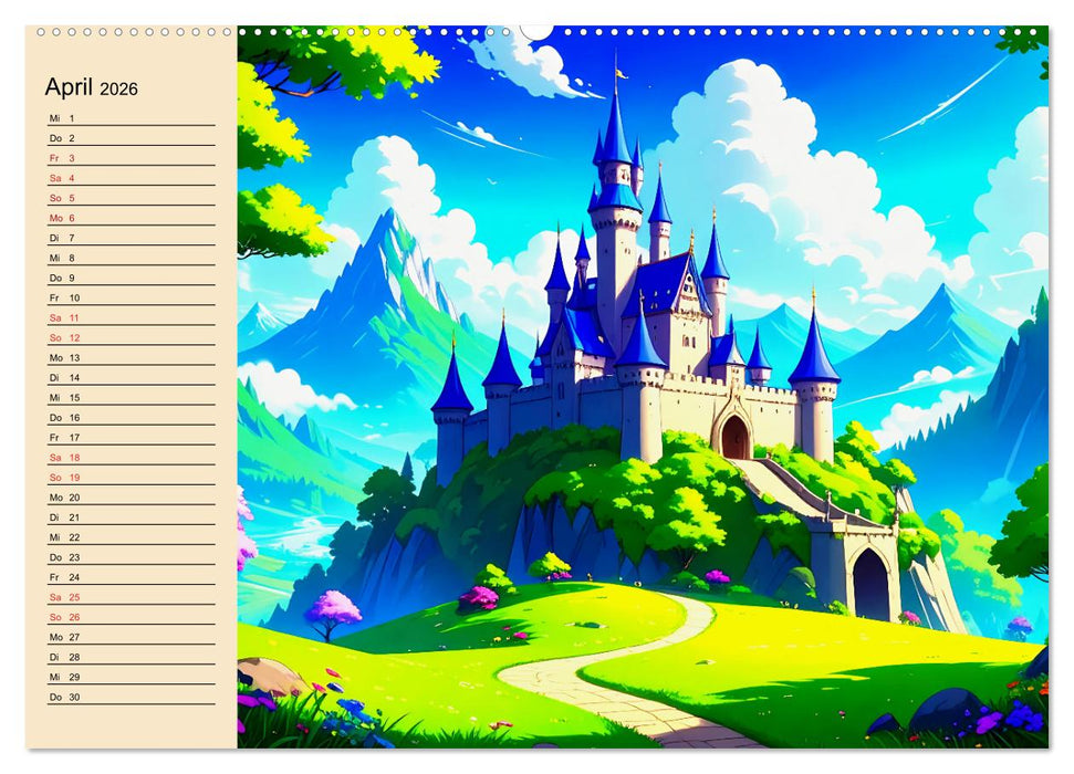 Manga-Landschaften: Ein visueller Ausflug durch Fantasiewelten (CALVENDO Wandkalender 2026)