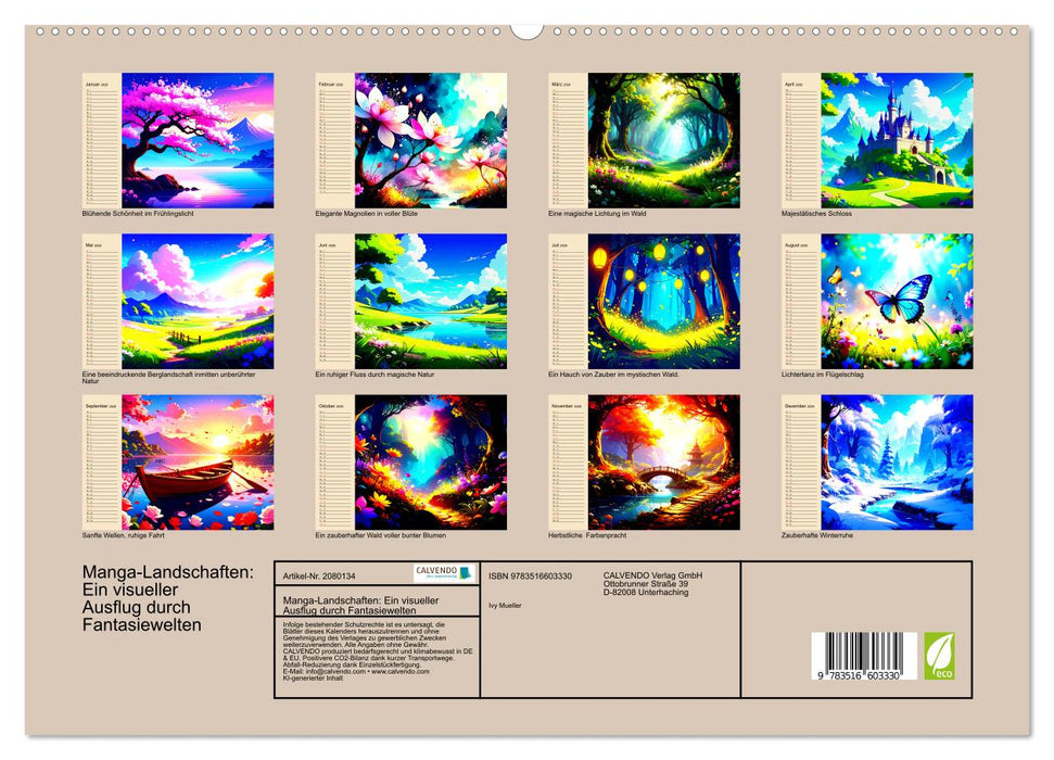 Manga-Landschaften: Ein visueller Ausflug durch Fantasiewelten (CALVENDO Premium Wandkalender 2026)