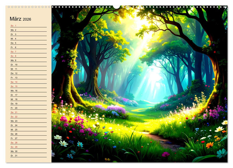 Manga-Landschaften: Ein visueller Ausflug durch Fantasiewelten (CALVENDO Premium Wandkalender 2026)