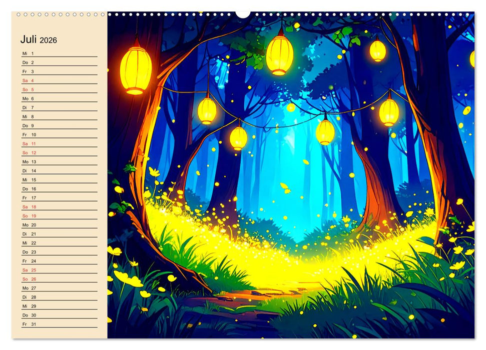 Manga-Landschaften: Ein visueller Ausflug durch Fantasiewelten (CALVENDO Premium Wandkalender 2026)