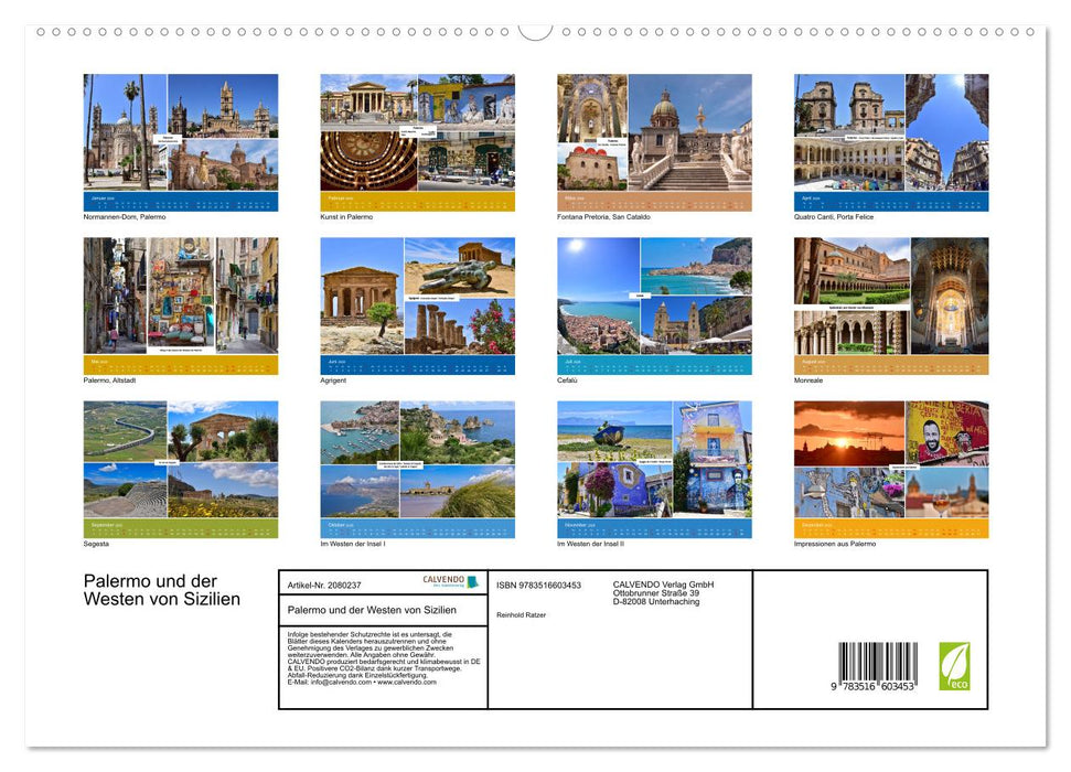 Palermo und der Westen von Sizilien (CALVENDO Premium Wandkalender 2026)