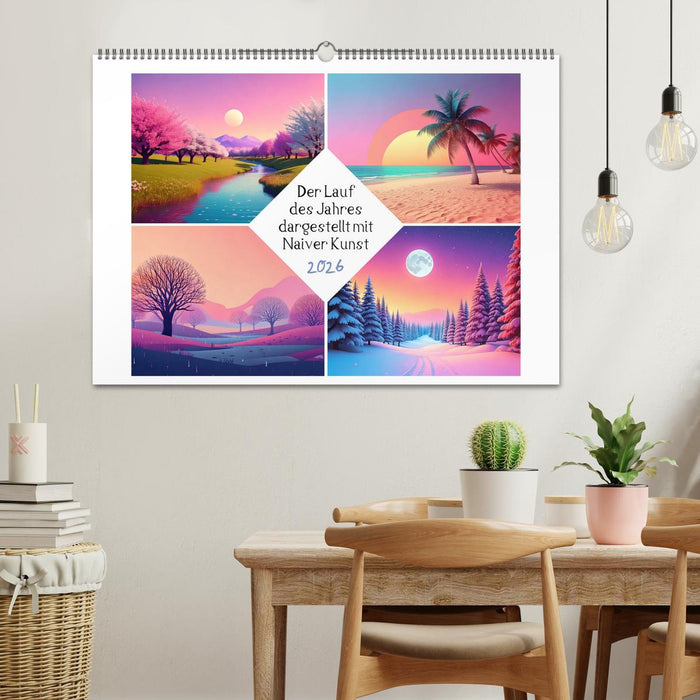 Der Lauf des Jahres dargestellt mit Naiver Kunst (CALVENDO Wandkalender 2026)