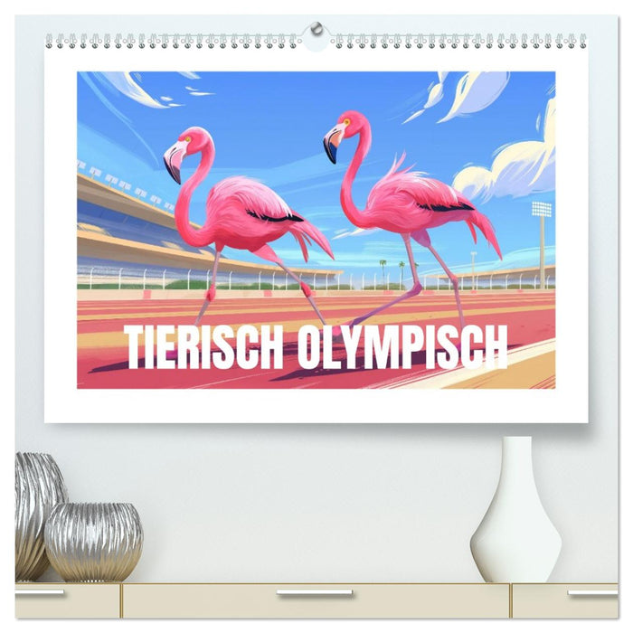 Tierische Olympioniken – Ein farbenfroher KI-Kalender (CALVENDO Premium Wandkalender 2026)