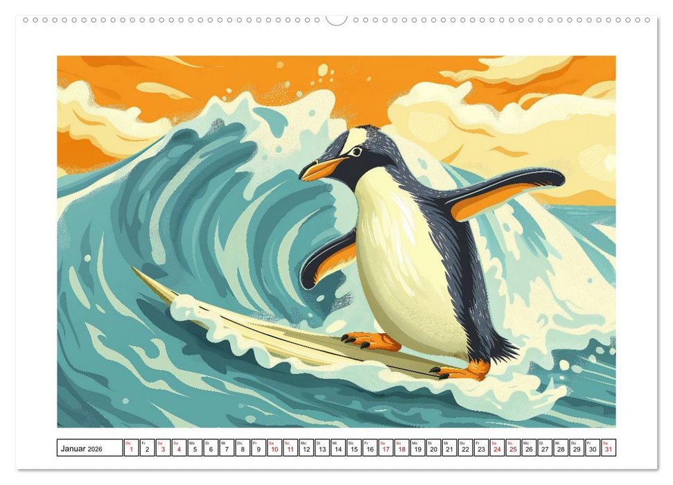 Tierische Olympioniken – Ein farbenfroher KI-Kalender (CALVENDO Premium Wandkalender 2026)