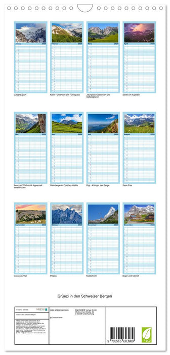 Grüezi in den Schweizer Bergen (CALVENDO Familienplaner 2026)