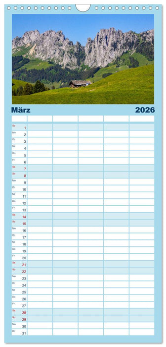 Grüezi in den Schweizer Bergen (CALVENDO Familienplaner 2026)