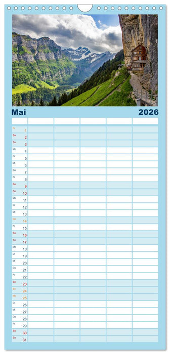 Grüezi in den Schweizer Bergen (CALVENDO Familienplaner 2026)