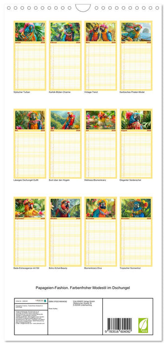 Papageien-Fashion. Farbenfroher Modestil im Dschungel (CALVENDO Familienplaner 2026)
