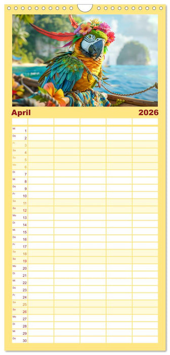 Papageien-Fashion. Farbenfroher Modestil im Dschungel (CALVENDO Familienplaner 2026)